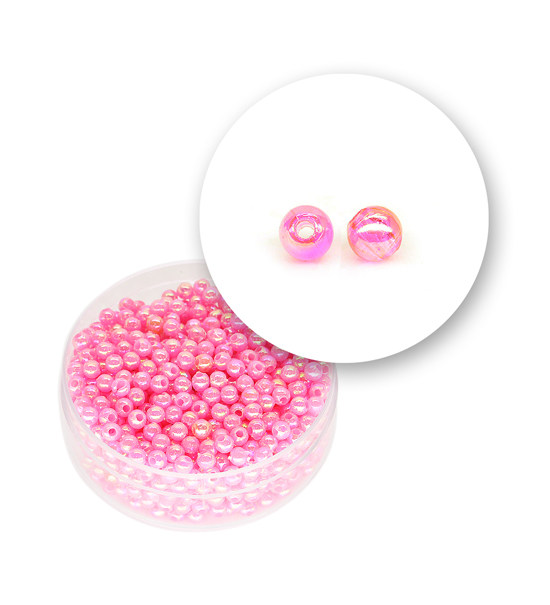Perle tonde liscie acrilico (10 grammi) ø 3 mm - Rosa - Clicca l'immagine per chiudere