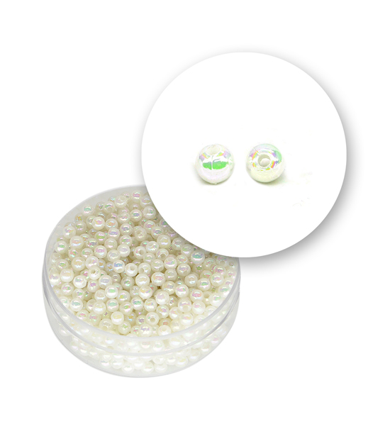 Perlas redondas plástica lisa (10 gramos) de ø 3 mm - Blanco