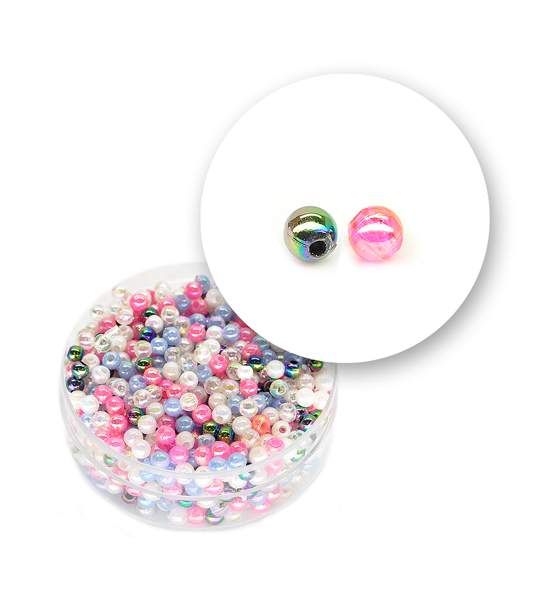 Round smooth acrylic beads (10 grams) ø 3 mm - Multicolor