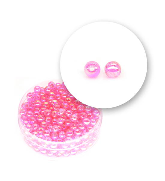 Perle tonde liscie acrilico (9,5 grammi) ø 4 mm - Rosa fuxia - Clicca l'immagine per chiudere