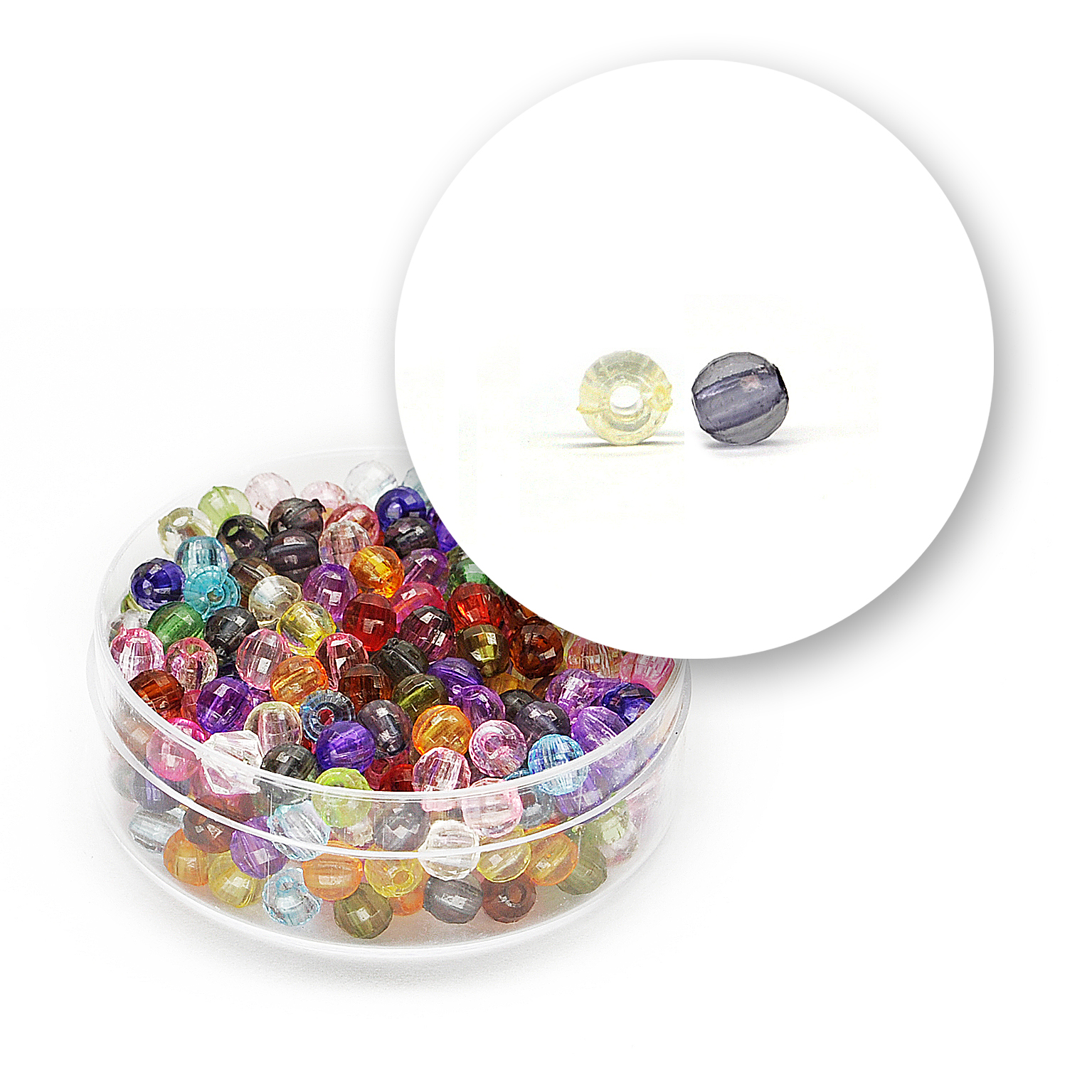 Transparent faceted beads (11 grams) Ø 4 mm -Multicolor