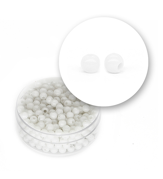 Smooth acrylic bead (11 grams) ø 4 mm - White