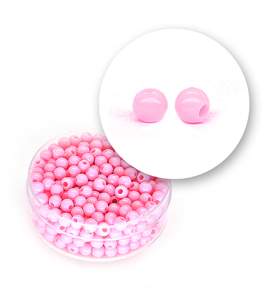 Perle liscie acrilico (11 grammi) ø 4 mm - Rosa - Clicca l'immagine per chiudere