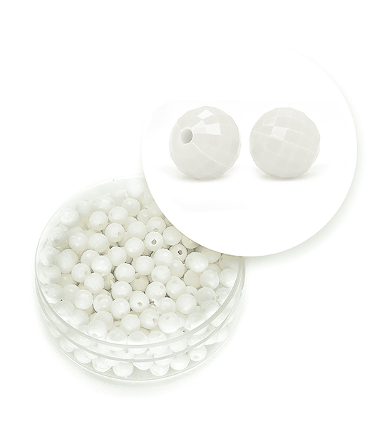 Perlas en acrílico facetadas (11 gramos) Ø 4 mm - Blanco