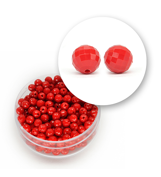 Faceted acrylic beads (11 grams) Ø 4 mm - Red