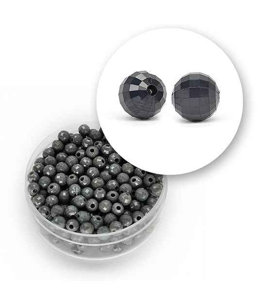Perlas de acrílico facetada (11 gramos) de 4 mm - Gris