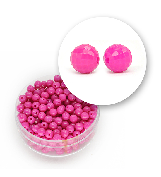Perlas en acrílico facetadas (11 gramos) Ø 4 mm - Fucsia