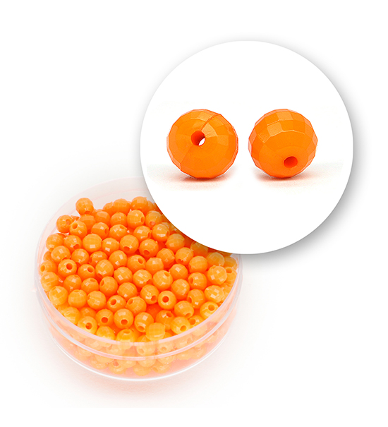 Perlas en acrílico facetadas (11 gramos) Ø 4 mm - Naranja