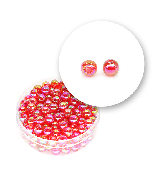 Perle tonde liscie acrilico (10 grammi) ø 5 mm - Rosso - Clicca l'immagine per chiudere