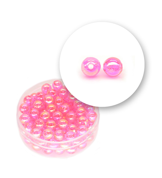 Perle tonde liscie acrilico (10 grammi) ø 6 mm - Rosa fuxia