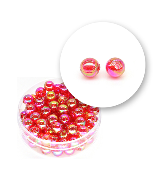 Perle tonde liscie acrilico (10 grammi) ø 6 mm - Rosso - Clicca l'immagine per chiudere