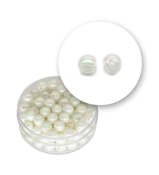 Perle tonde liscie acrilico (10 grammi) ø 6 mm - Bianco - Clicca l'immagine per chiudere