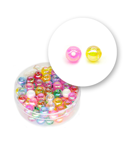 Perle tonde liscie acrilico (10 grammi) ø 6 mm - Multicolor