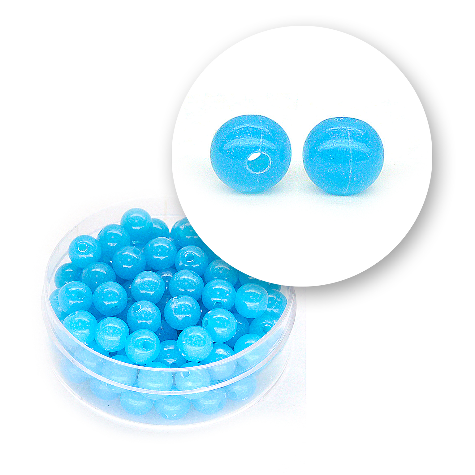 Perle liscie acrilico (12 grammi) ø 6 mm - Celeste fluo - Clicca l'immagine per chiudere