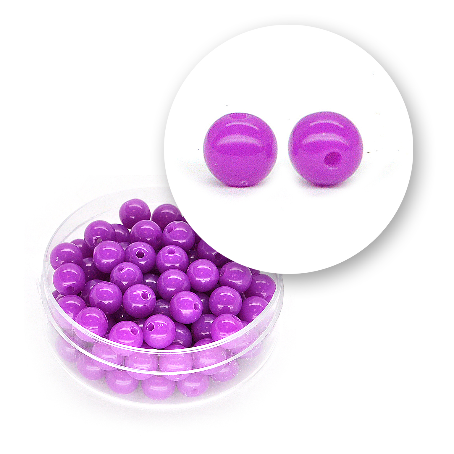 Smooth acrylic bead (12 grams) ø 6 mm - Fluo purple