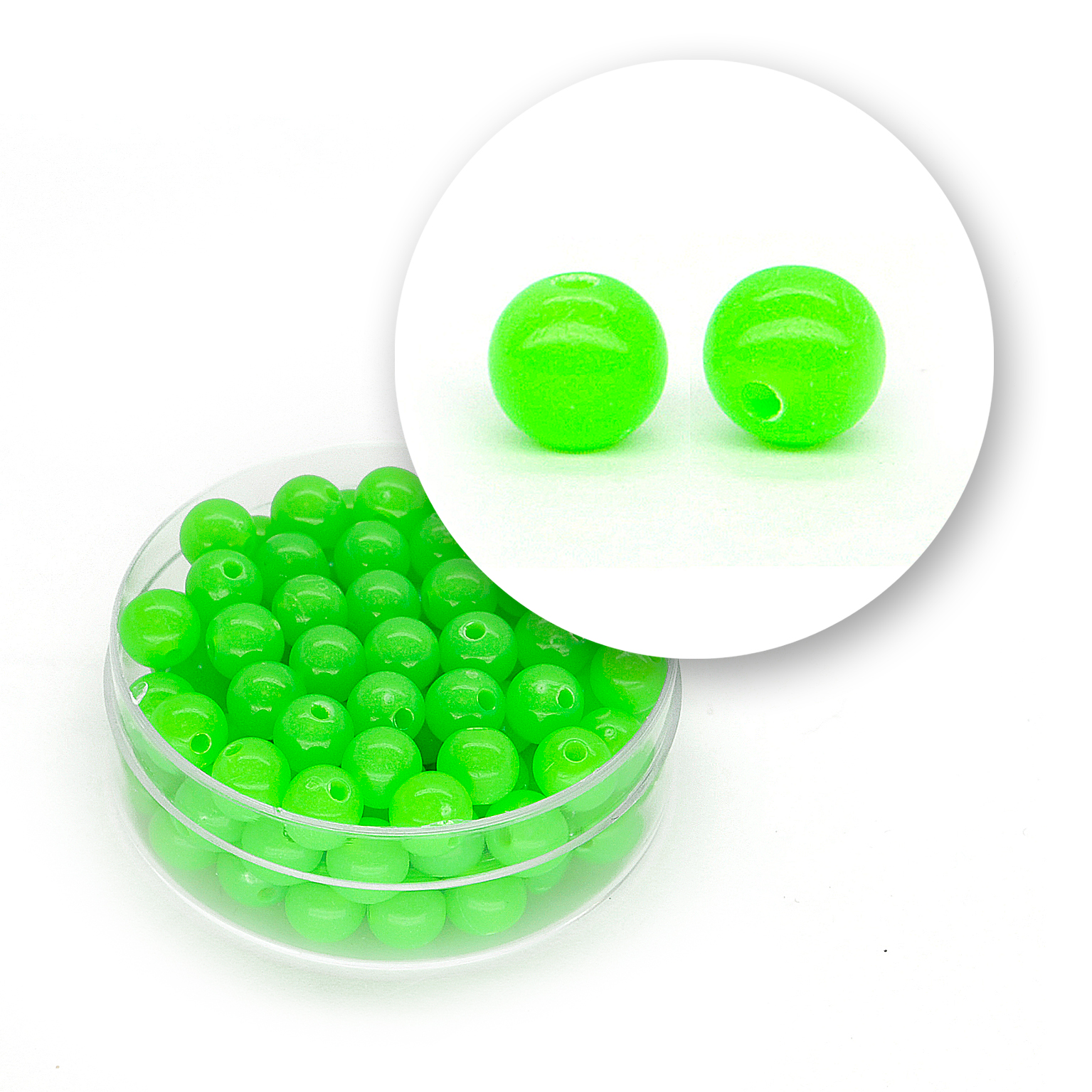 Perle liscie acrilico (12 grammi) ø 6 mm - Verde fluo - Clicca l'immagine per chiudere