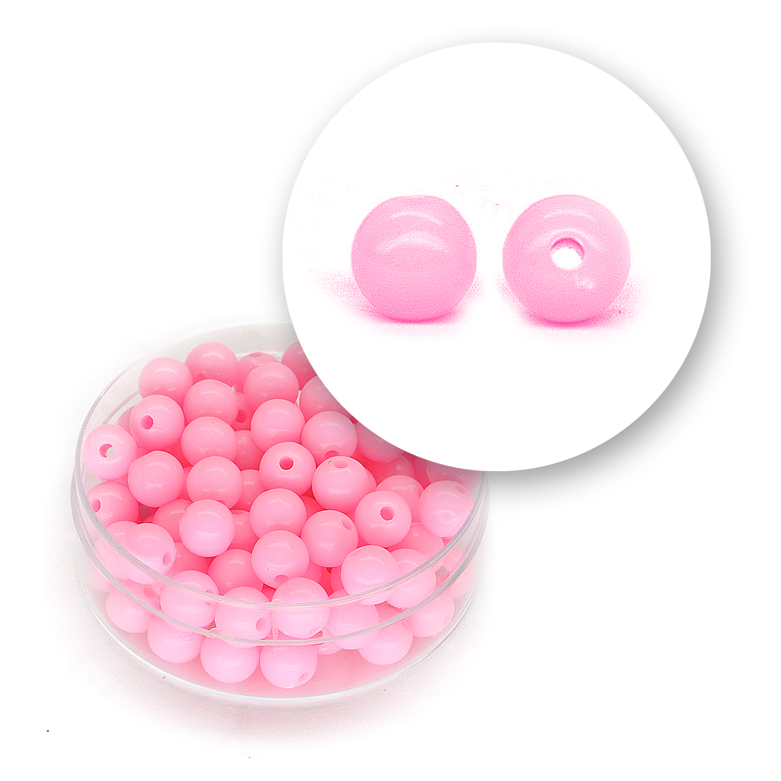 Perle liscie acrilico (12 grammi) ø 6 mm - Rosa - Clicca l'immagine per chiudere