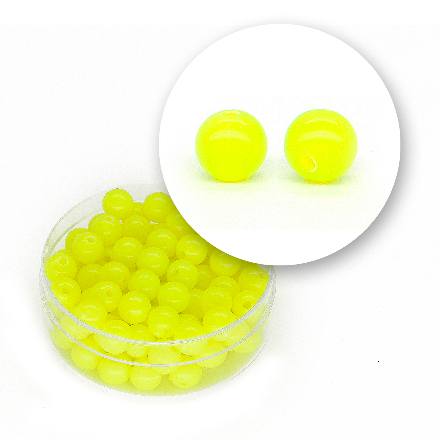 Smooth acrylic bead (12 grams) ø 6 mm - Fluo yellow