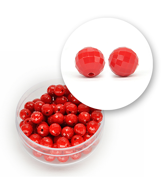 Faceted acrylic beads (12 grams) Ø 6 mm - Red