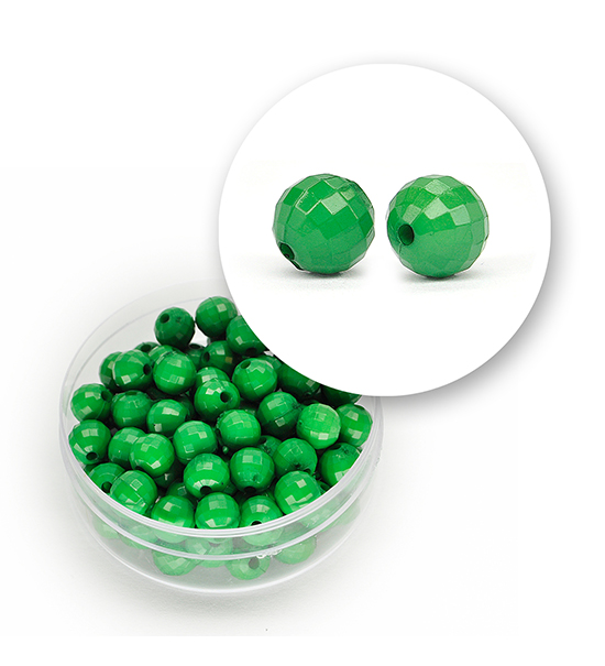 Faceted acrylic beads (12 grams) Ø 6 mm - Lawn green