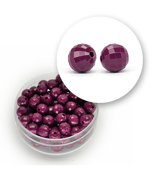 Faceted acrylic beads (12 grams) Ø 6 mm - Dark purple