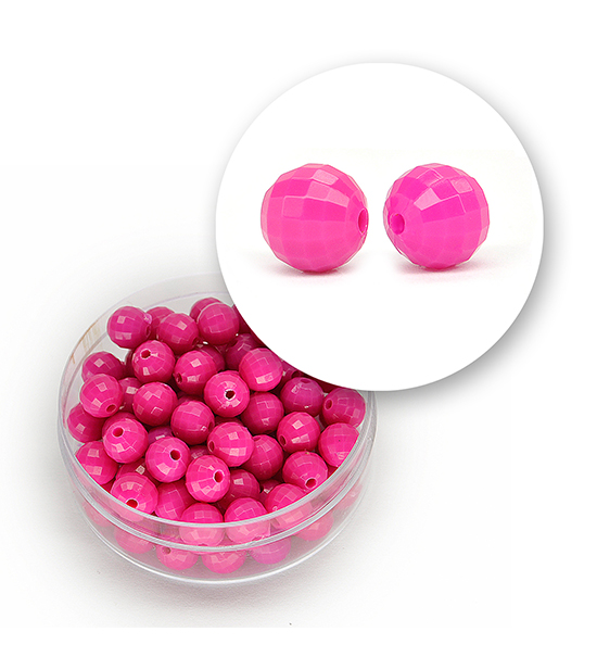 Faceted acrylic beads (12 grams) Ø 6 mm - Fuchsia