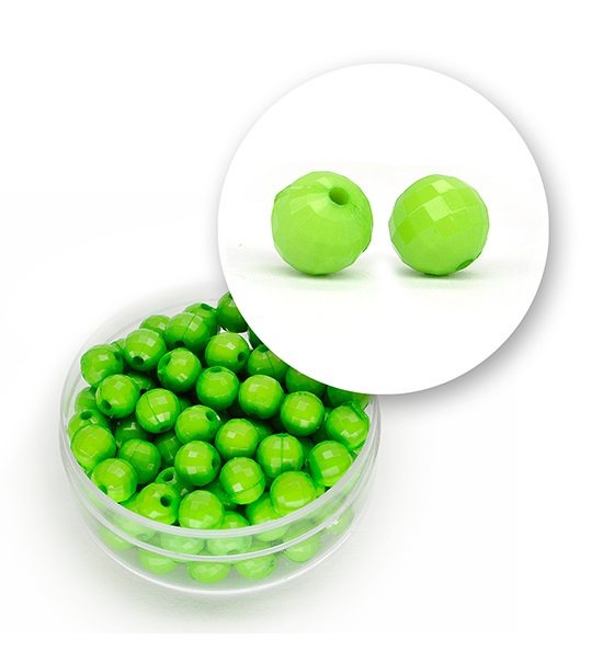 Perlas en acrílico facetadas (12 gramos) Ø 6 mm - Verde fluo