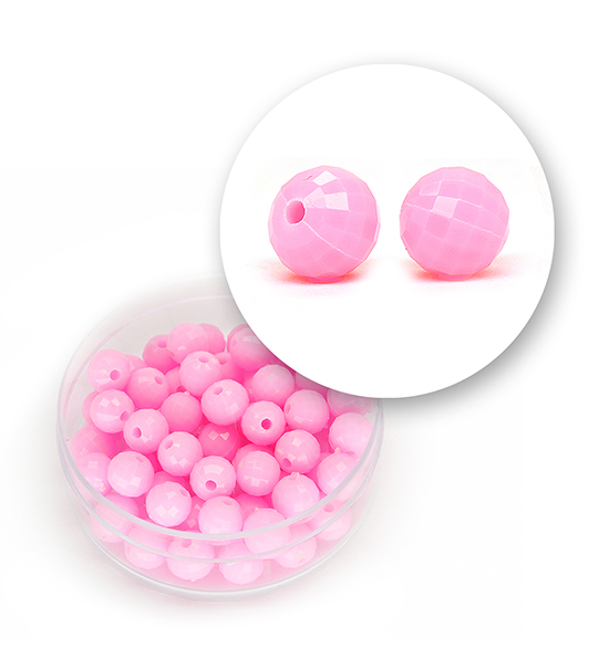 Faceted acrylic beads (12 grams) Ø 6 mm - Pink