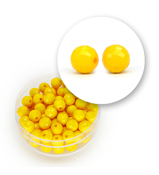 Faceted acrylic beads (12 grams) Ø 6 mm - Yellow