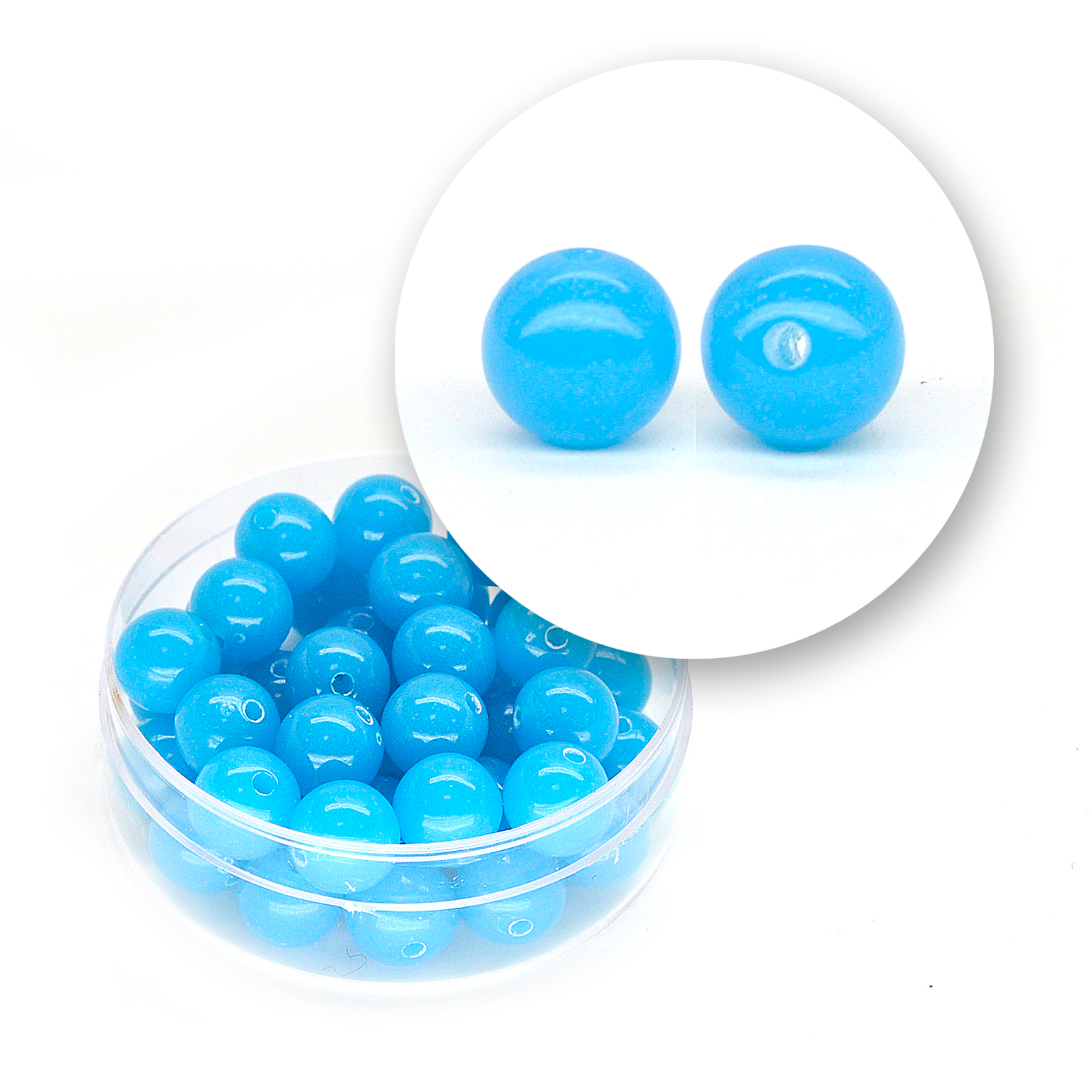 Perle liscie acrilico (11,5 grammi) ø 8 mm - Celeste fluo