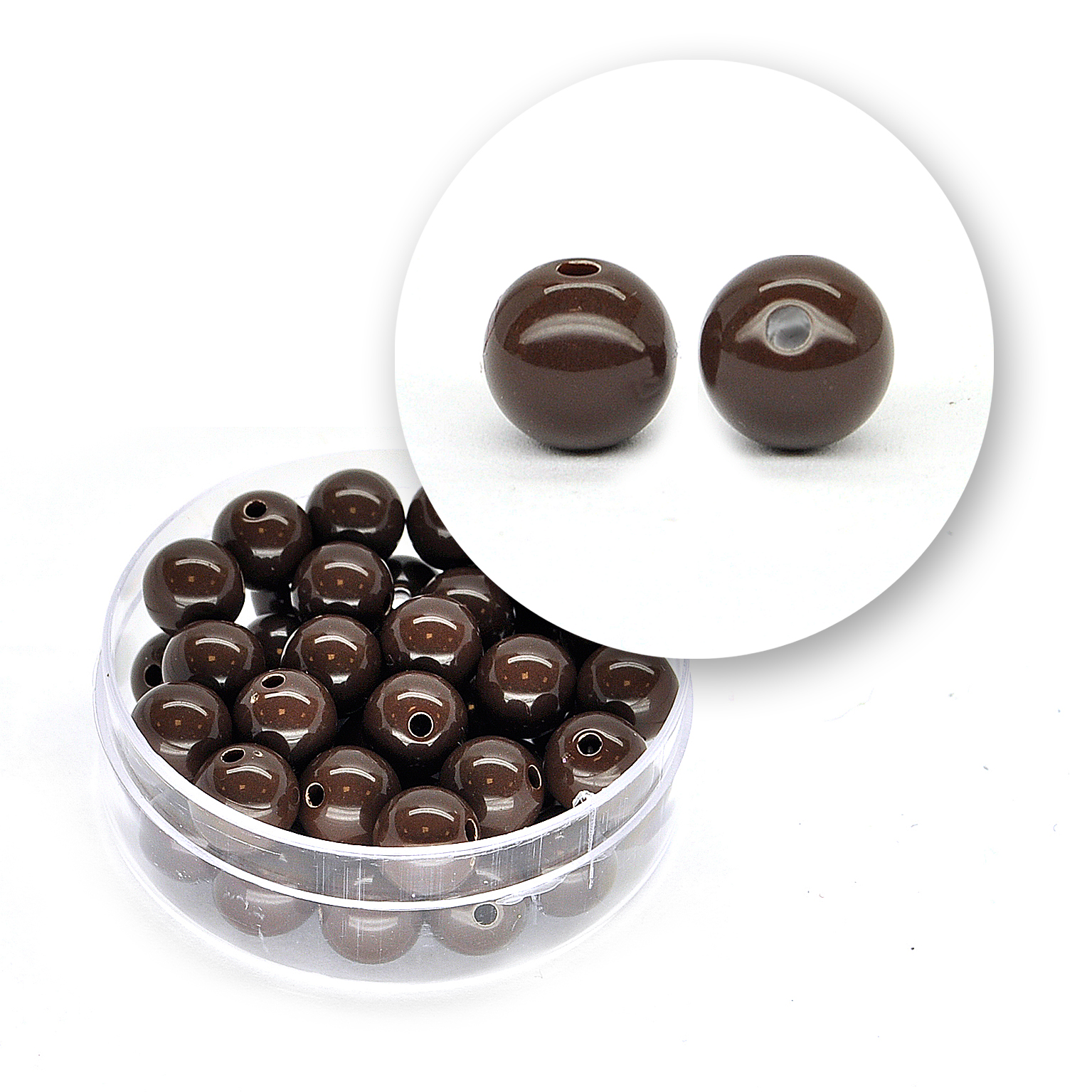 Smooth acrylic bead (11 grams) ø 8 mm - Brown