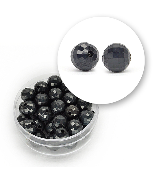 Faceted acrylic beads (11 grams) Ø 8 mm - Grey