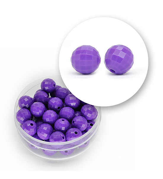 Faceted acrylic beads (11 grams) Ø 8 mm - Purple