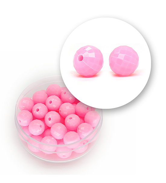 Faceted acrylic beads (11 grams) Ø 8 mm - Pink