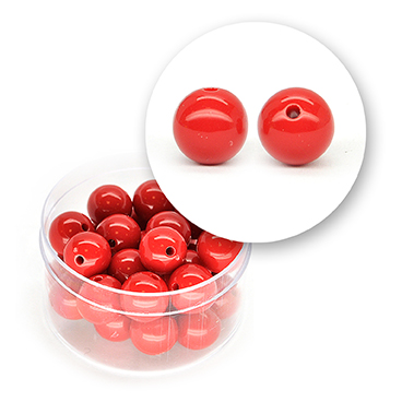 Perle liscie acrilico (17,3 grammi) ø 10 mm - Rosso