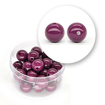 Smooth acrylic beads (17.3 grams) ø 10 mm - Dark purple