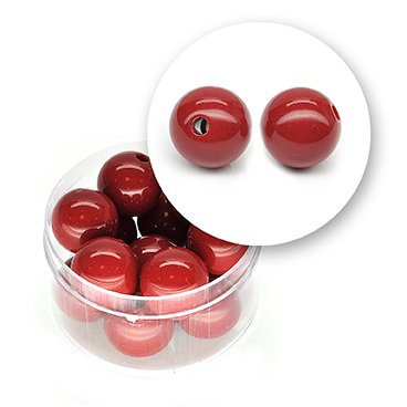 Smooth acrylic bead (25 grams) ø 14 mm - Red