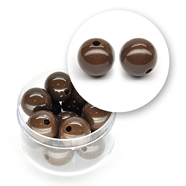 Smooth acrylic bead (25 grams) ø 14 mm - Brown