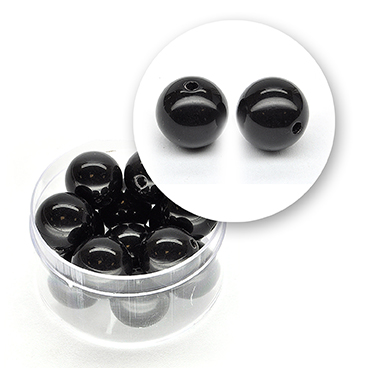 Perle liscie acrilico (25,3 grammi) ø 14 mm - Nero