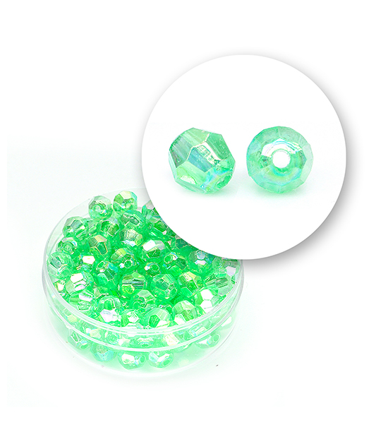 Perle sfaccettate plastica colore AB (9 g) Ø 6 mm - Verde chiaro