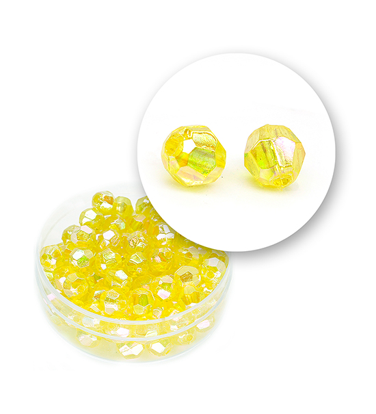 Perle sfaccettate plastica colore AB (9 g) Ø 6 mm - Giallo