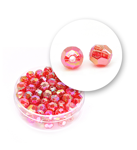 Perle sfaccettate plastica colore AB (9 g) Ø 6 mm - Rosso - Clicca l'immagine per chiudere
