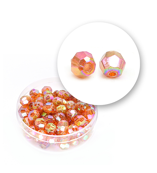 Perle sfaccettate plastica colore AB (9 g) Ø 6 mm - Arancio