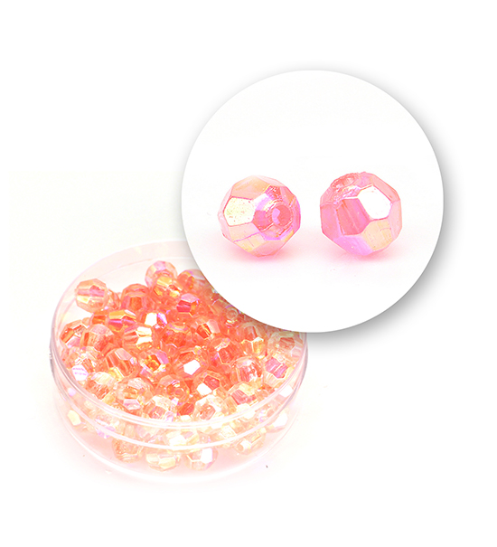 Perle sfaccettate plastica colore AB (9 g) Ø 6 mm - Salmone