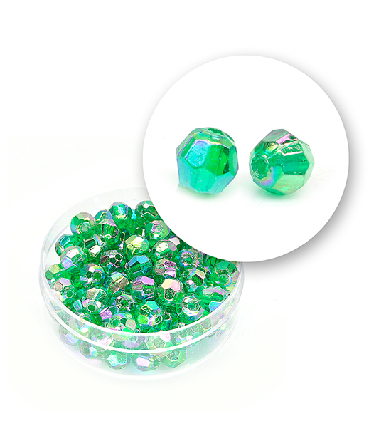 Perle sfaccettate plastica colore AB (9 g) Ø 6 mm - Verde - Clicca l'immagine per chiudere