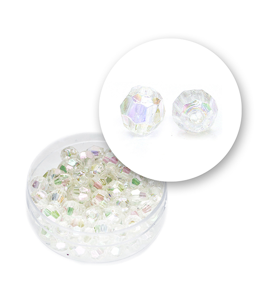 Perle sfaccettate plastica colore AB (9 g) Ø 6 mm - Trasparente - Clicca l'immagine per chiudere