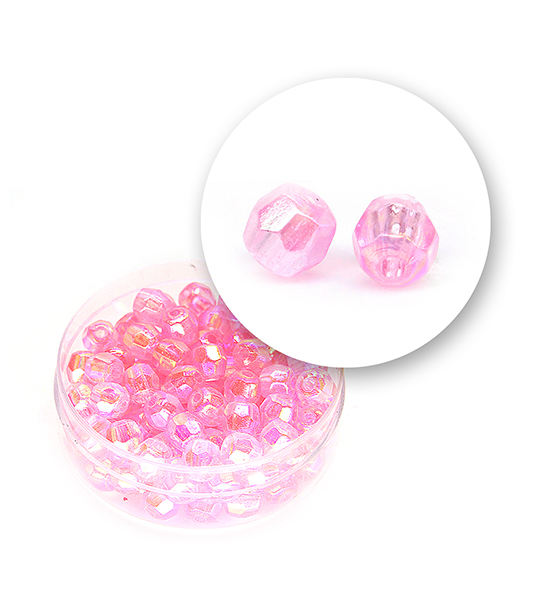 Perle sfaccettate plastica colore AB (9 g) Ø 6 mm - Rosa - Clicca l'immagine per chiudere