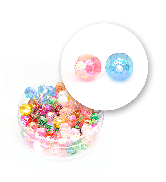 Perle sfaccettate plastica colore AB (9 g) Ø 6 mm - Multicolor