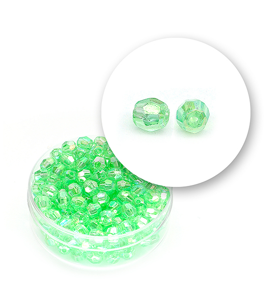 Perle sfaccett. plastica colore AB (11 g) Ø 5 mm - Verde chiaro