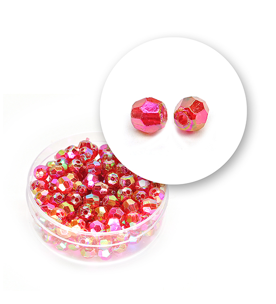 Perle sfaccettate plastica colore AB (11 g) Ø 5 mm - Rosso